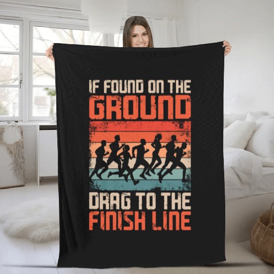 Running Runner Half Marathon Fleece Blankets