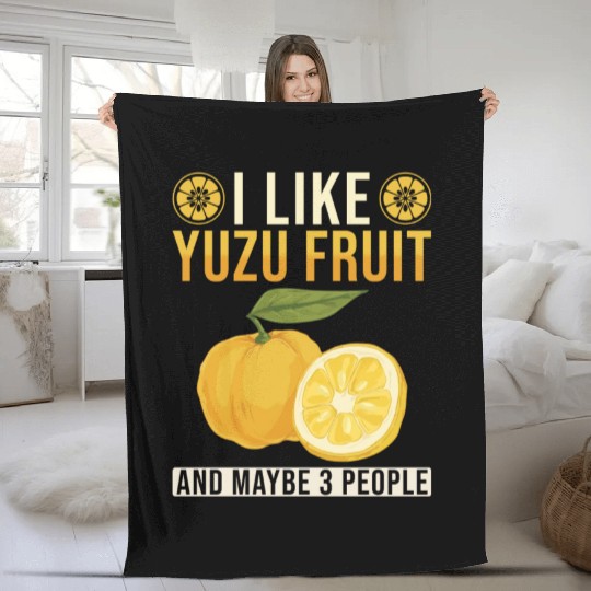 Yuzu Fruit Saying Fleece Blankets