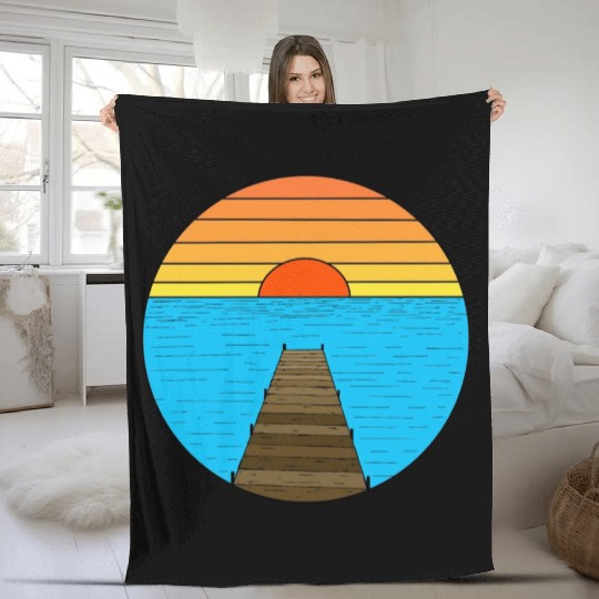 Footbridge sunrise Fleece Blankets
