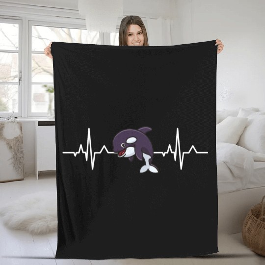 Killerwhale Predator Animal Gift Heartbeat Orca Fleece Blankets