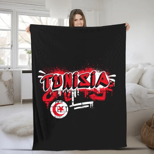 Tunisia graffiti flag design Fleece Blankets