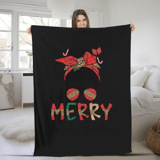 Science Teacher Christmas Science Teaching Xmas Fleece Blankets