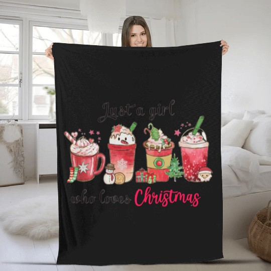 Just A Girl Who Love Christmas | Christmas Coffee Fleece Blankets