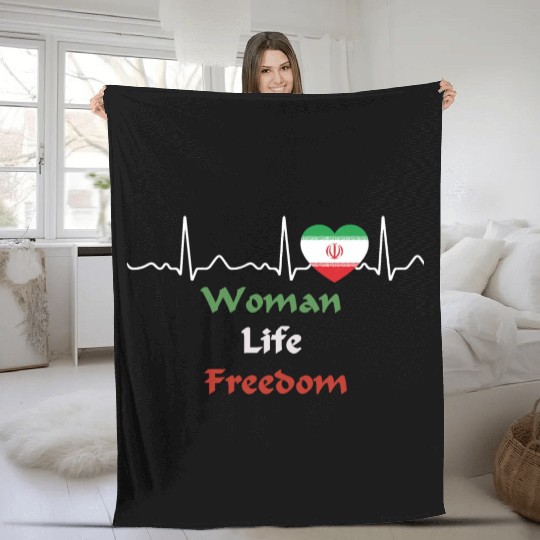 Iran - heartbeat, heart line, woman, life, freedom Fleece Blankets