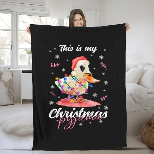 Winter Christmas Pyjama Duck Fleece Blankets