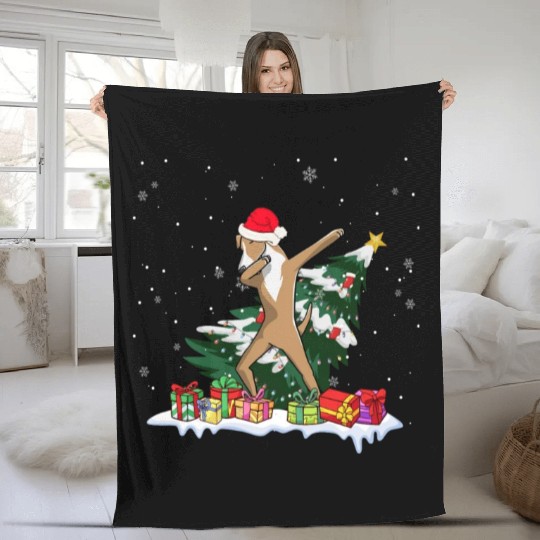 Great Dane Christmas Dabbing Santa Xmas Pajama Fleece Blankets