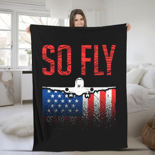 So Fly USA Pilot Airplane Fleece Blankets