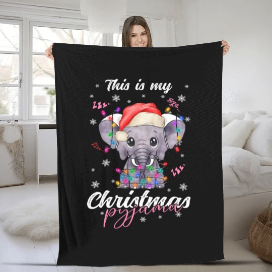 Winter Christmas Pyjama Elephant Fleece Blankets