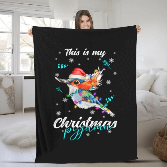 Winter Christmas Pyjama Hummingbird Fleece Blankets