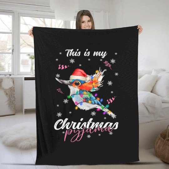 Winter Christmas Pyjama Hummingbird Fleece Blankets