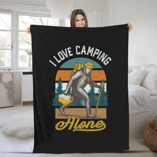 I Love Camping Solo Bigfoot Sasquatch Fleece Blankets