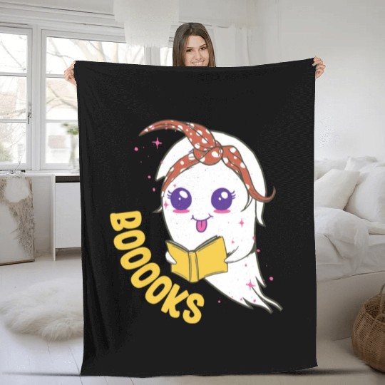 Cute Ghost Book Reading for teacher booooks Fleece Blankets