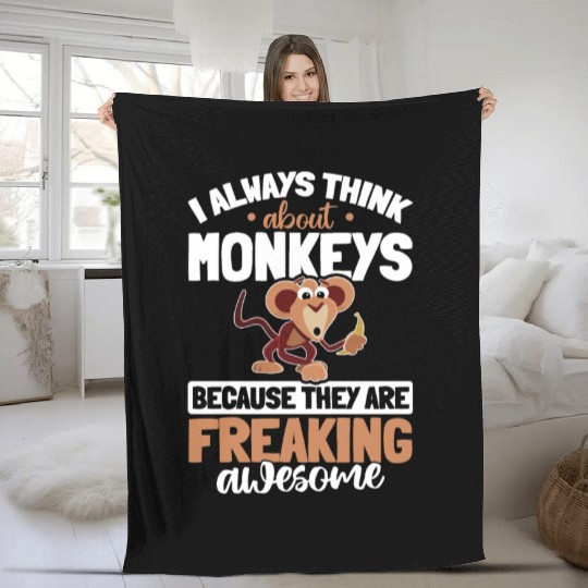 I always think about Monkeys - Orangutan Monkey Fleece Blankets