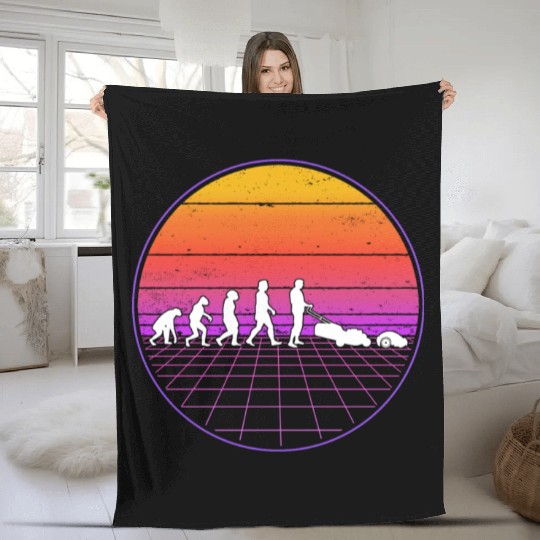 Robotic Lawnmower Evolution Retro Fleece Blankets
