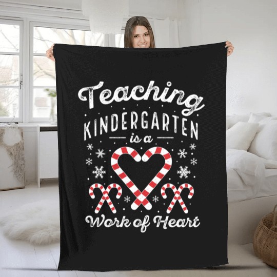 Christmas Candy Cane Work of Heart Xmas Kindergar Fleece Blankets