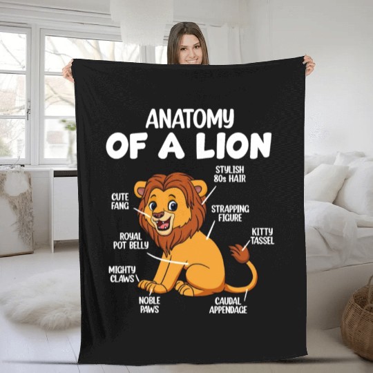 Anatomy Of A Lion Fleece Blankets