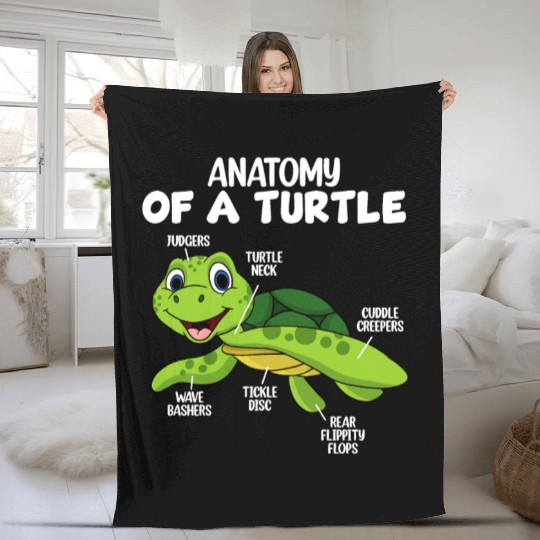 Anatomy Of A Turtle Fleece Blankets
