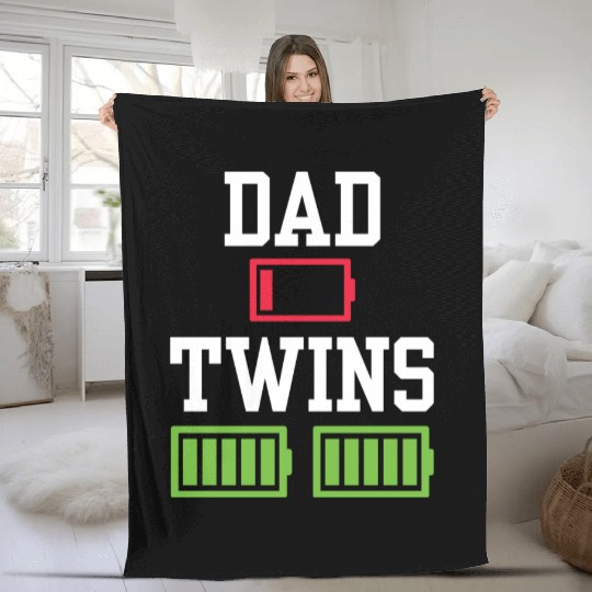 Funny Father's Day Low Battery Tired Dad Dada Of Fleece Blankets