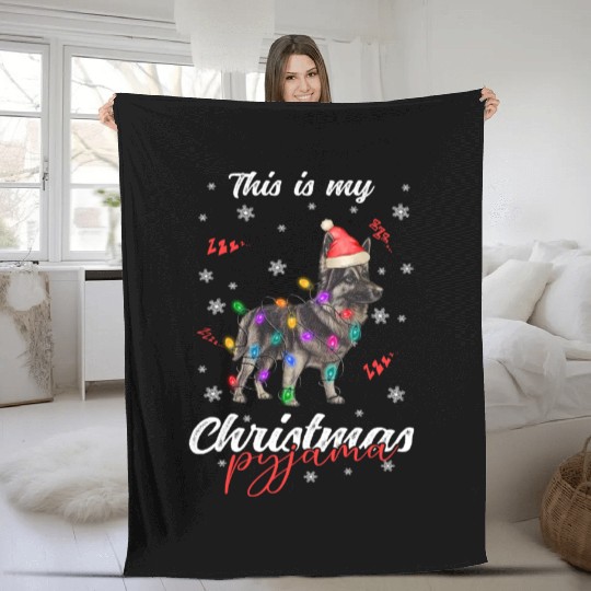 Winter Christmas Pyjama German shepherd dog Fleece Blankets