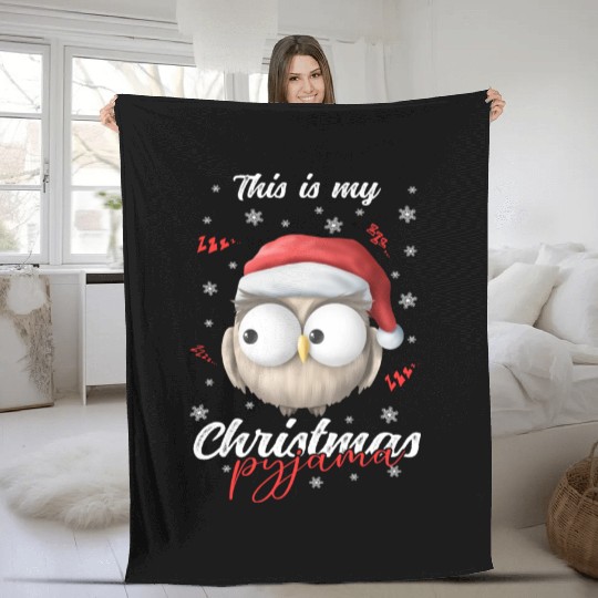 Winter Christmas Pyjama Owl Fleece Blankets