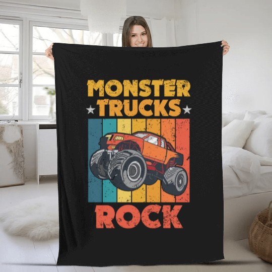 Awesome Monster Trucks Rock Tricks Stunts Wheelies Fleece Blankets