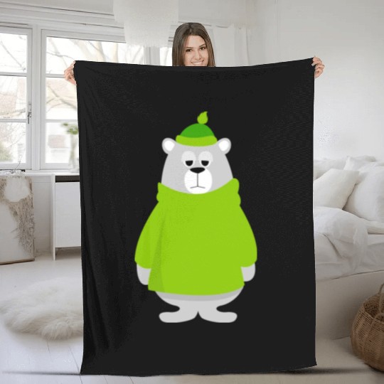 Green teddy bear lover Fleece Blankets