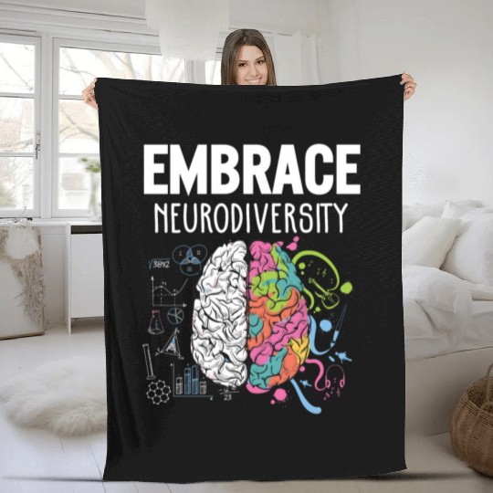 Embrace Neurodiversity Brain Adhd Autism Awareness Fleece Blankets