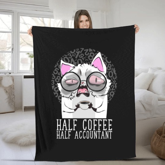 Half Coffee Half Accountant Funny Bookkeeper Fleece Blankets
