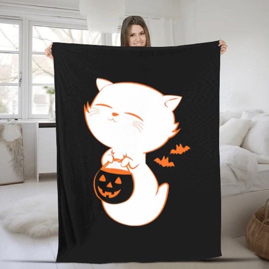 Cute Halloween Trick Or Treat Ghost Fleece Blankets