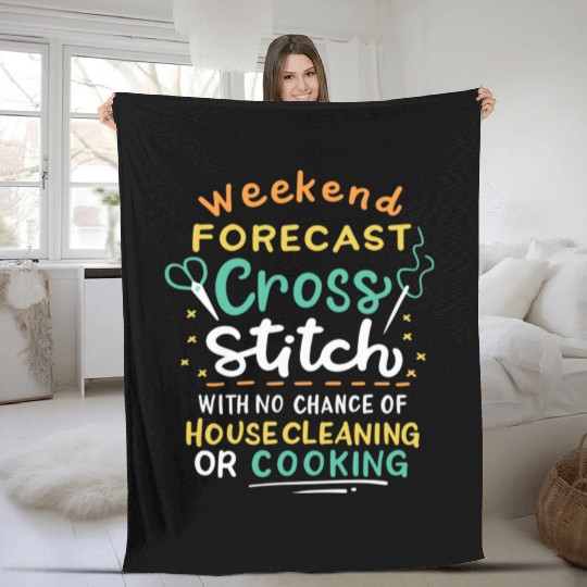 Weekend Forecast Cross Stitch Fleece Blankets