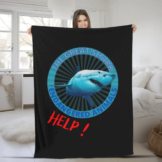 Protect Marine Animal The Great Shark Fleece Blankets