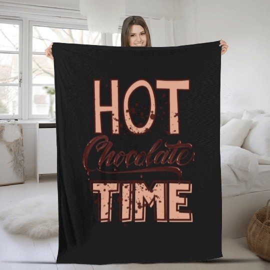 Cute winter quotes - hot chocolate time Fleece Blankets