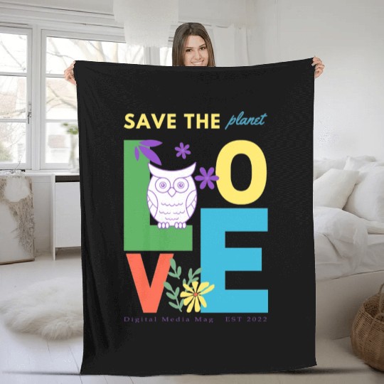 Save the planet eco friendly design Fleece Blankets