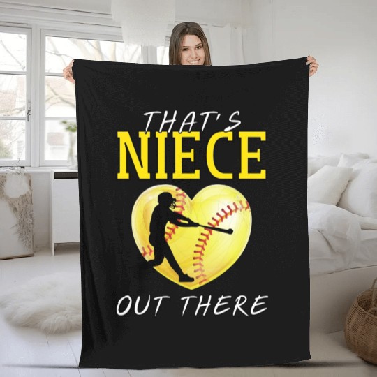 That s My Niece Out There Softball Fleece Blankets