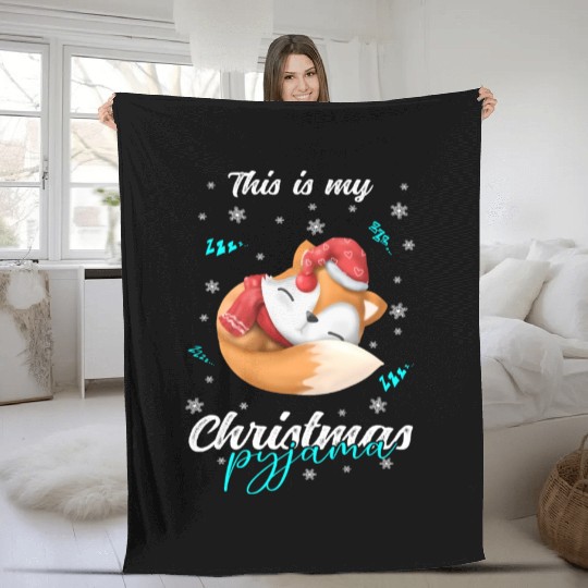 Winter Christmas Pyjama Fox Fleece Blankets