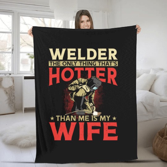 Welder Welding Husband Wife Fleece Blankets
