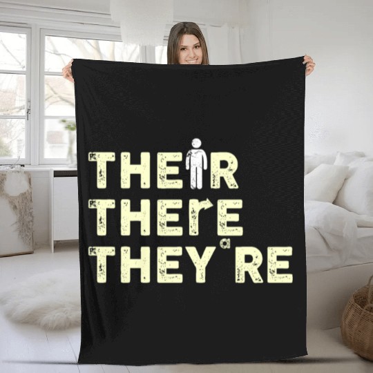 Their There They're English Teacher Grammar Fleece Blankets