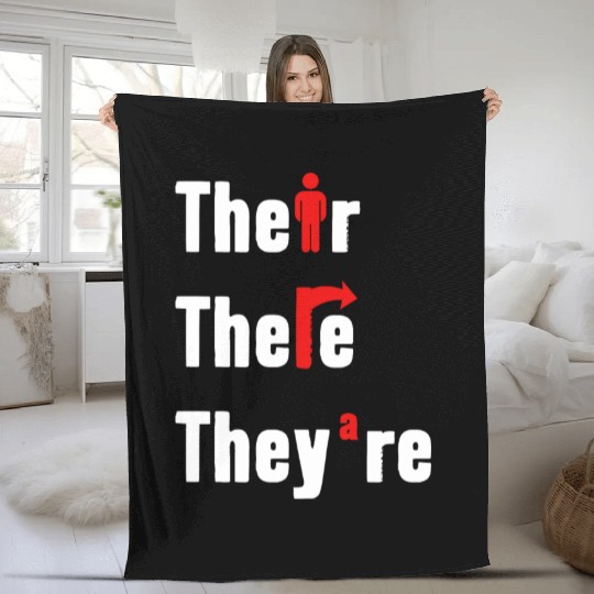 Their There They're English Teacher Grammar Fleece Blankets