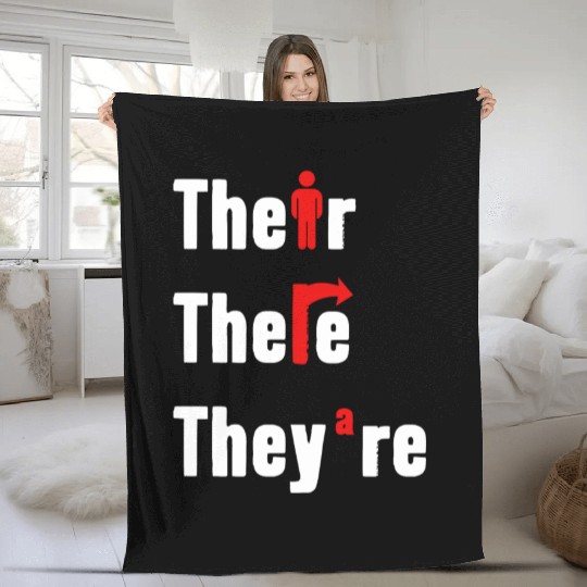 Their There They're English Teacher Grammar Fleece Blankets