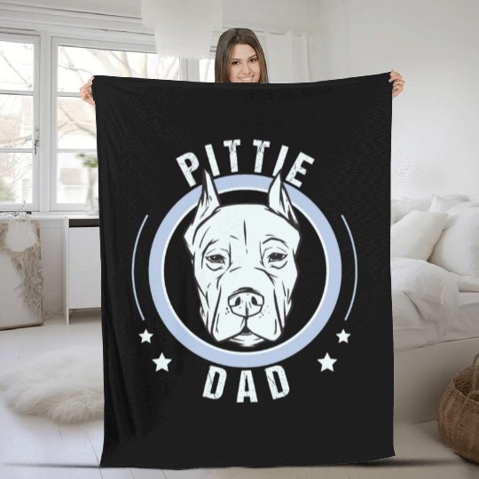 Pittie Dad Funny Pit Bull Dad Gifts Fleece Blankets