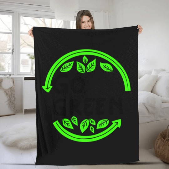 neon Green Circle Outline Go Green Fleece Blankets