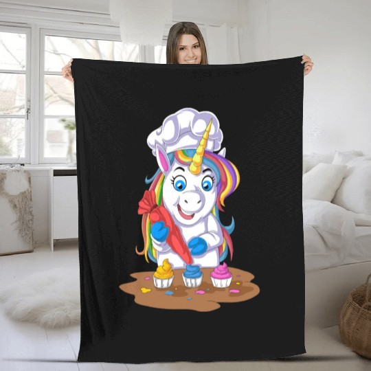 Unicorn Chef Fleece Blankets