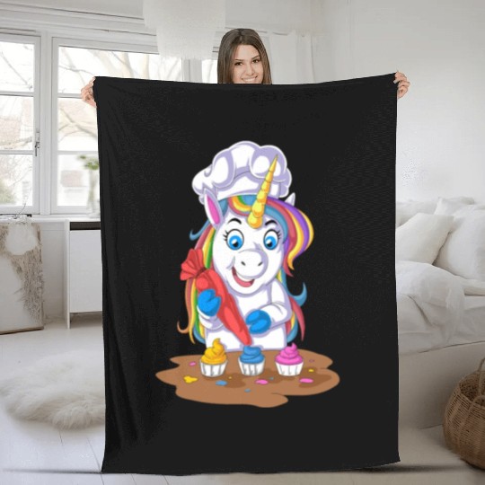 Unicorn Chef Fleece Blankets