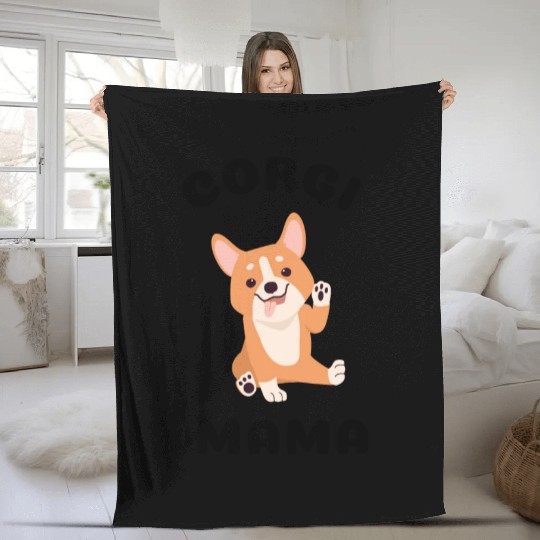 cute corgi mama Fleece Blankets