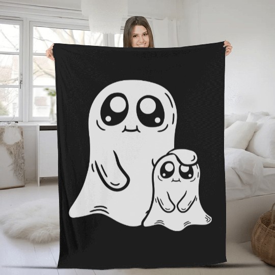 dad child ghost comic Fleece Blankets