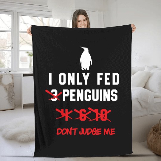 Don’t Judge Me Penguins Funny Numbers Women's Peng Fleece Blankets