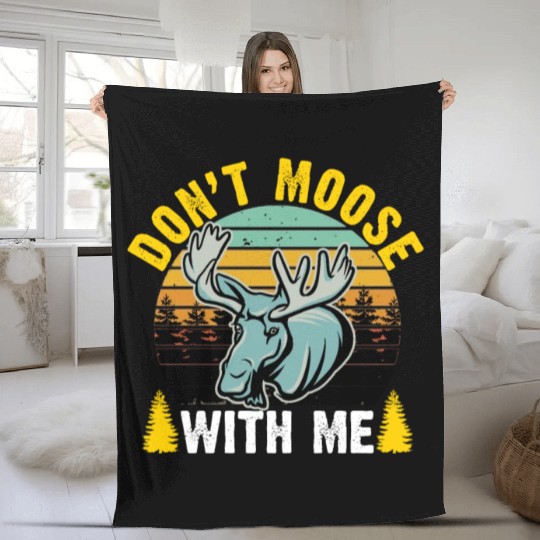Retro - Don't Moose with Me Fleece Blankets