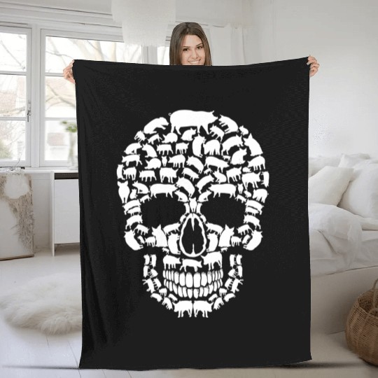Funny Pig Halloween Skull Great Fleece Blankets