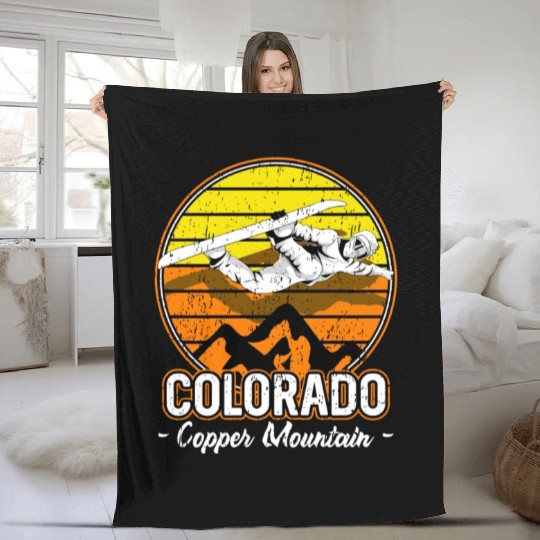 Copper Mountain Colorado Snowboarding Fleece Blankets