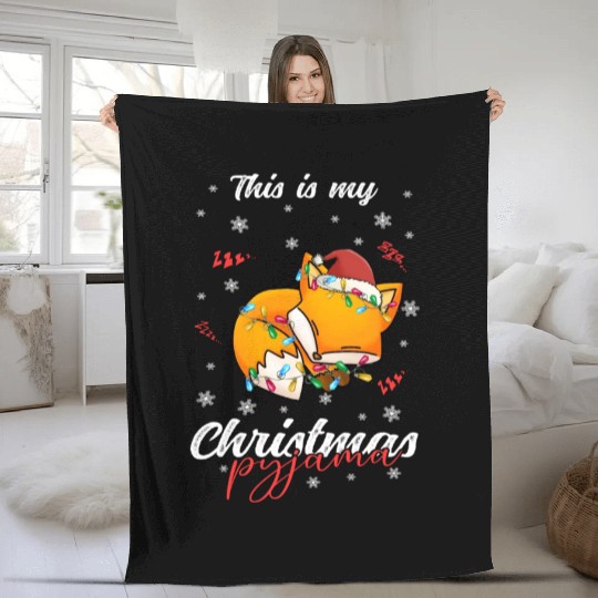 Winter Christmas Pyjama Fox Fleece Blankets